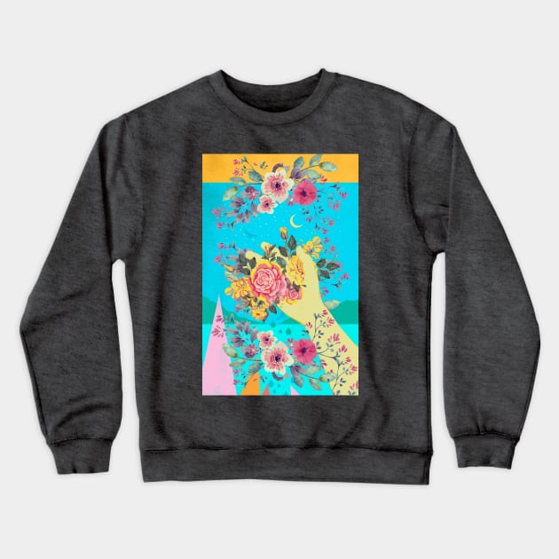 HAND OF FLOWERS Crewneck Sweatshirt by Showdeer